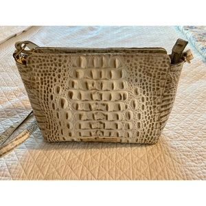 Brahmin White/cream alligator crossbody purse